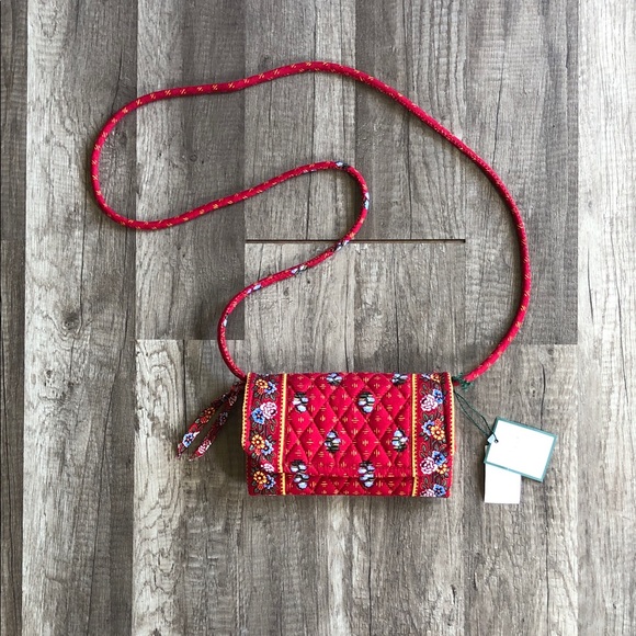 Vera Bradley Handbags - Vera Bradley Provincial Red Tri-Fold Quilted Floral Wallet Purse NEW